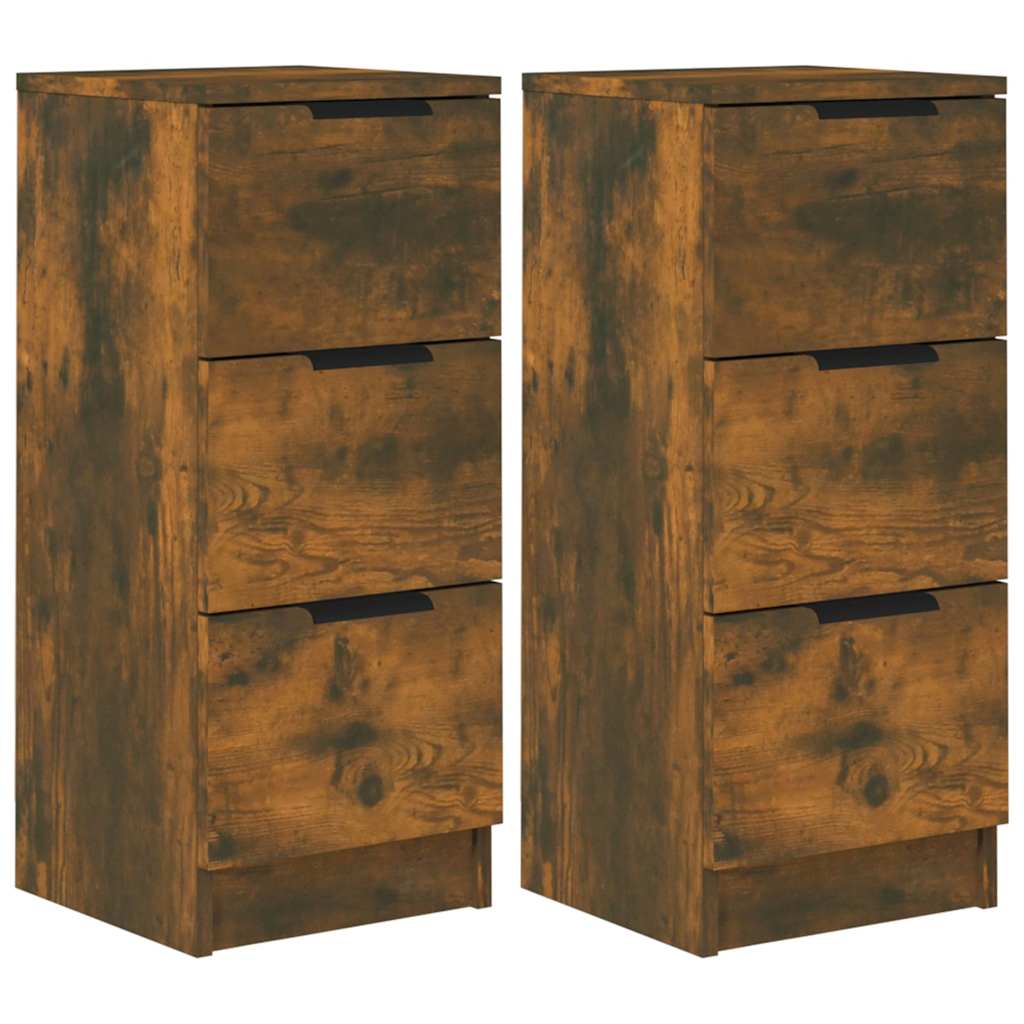 Vidaxl dressoirs 2 st 30x30x70 cm bewerkt hout gerookt eikenkleurig