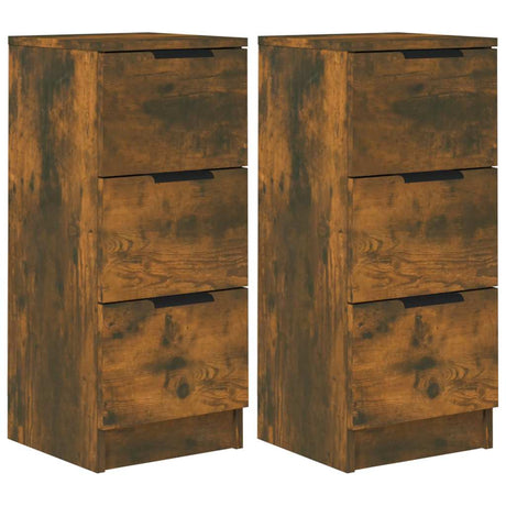 Vidaxl dressoirs 2 st 30x30x70 cm bewerkt hout gerookt eikenkleurig