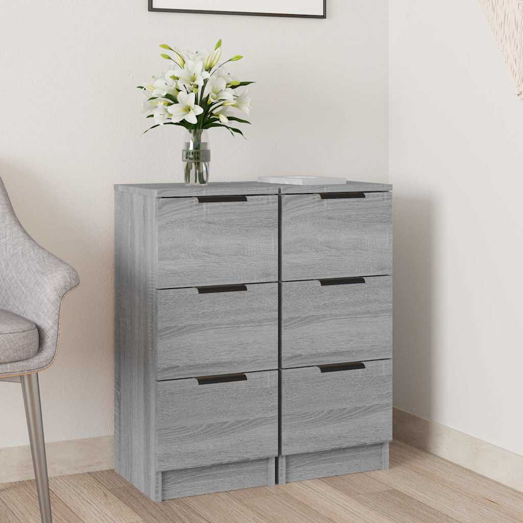Vidaxl dressoirs 2 st 30x30x70 cm bewerkt hout grijs sonoma eikenkleur