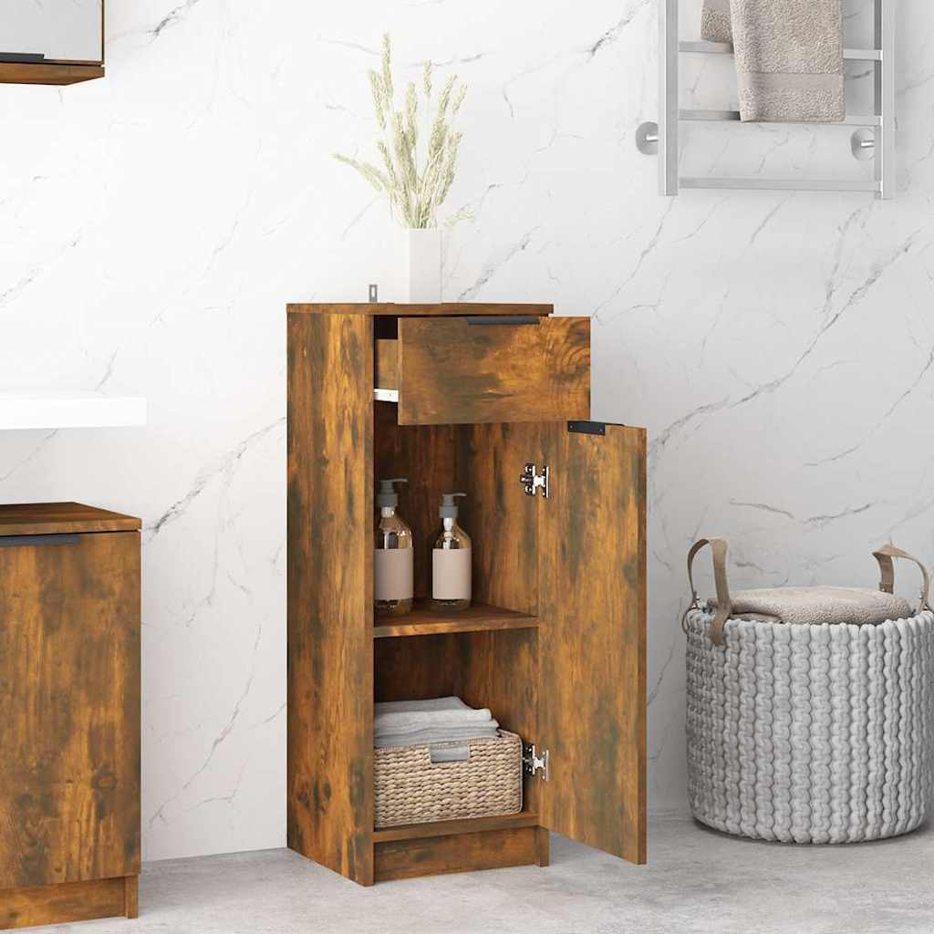 Vidaxl badkamerkast 32x34x90 cm bewerkt hout gerookt eikenkleurig