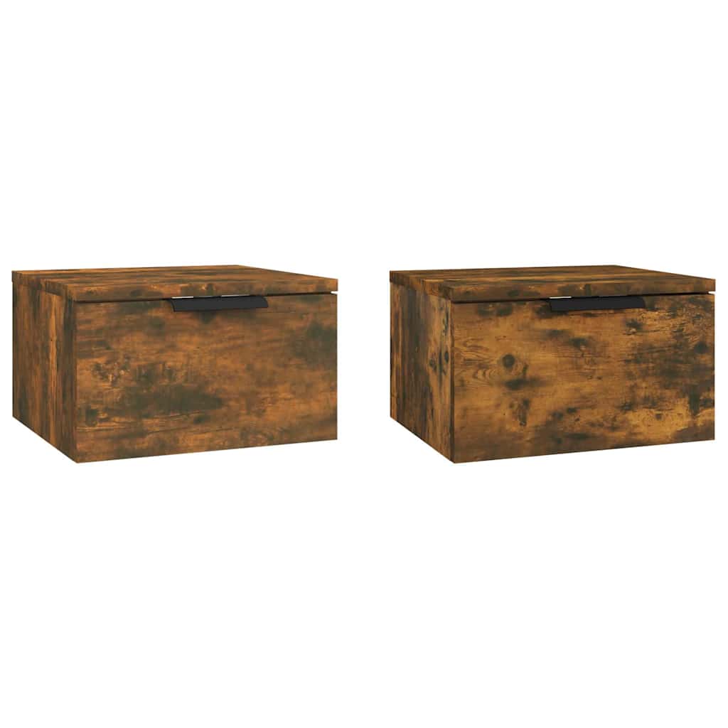 Vidaxl nachtkastjes 2 st wandgemonteerd 34x30x20 cm gerookt eikenkleur