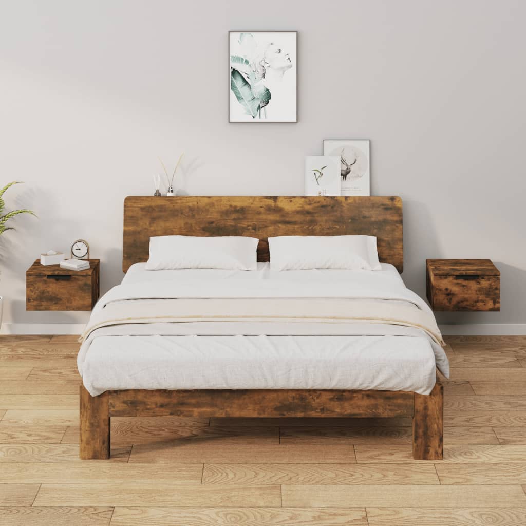 Vidaxl nachtkastjes 2 st wandgemonteerd 34x30x20 cm gerookt eikenkleur