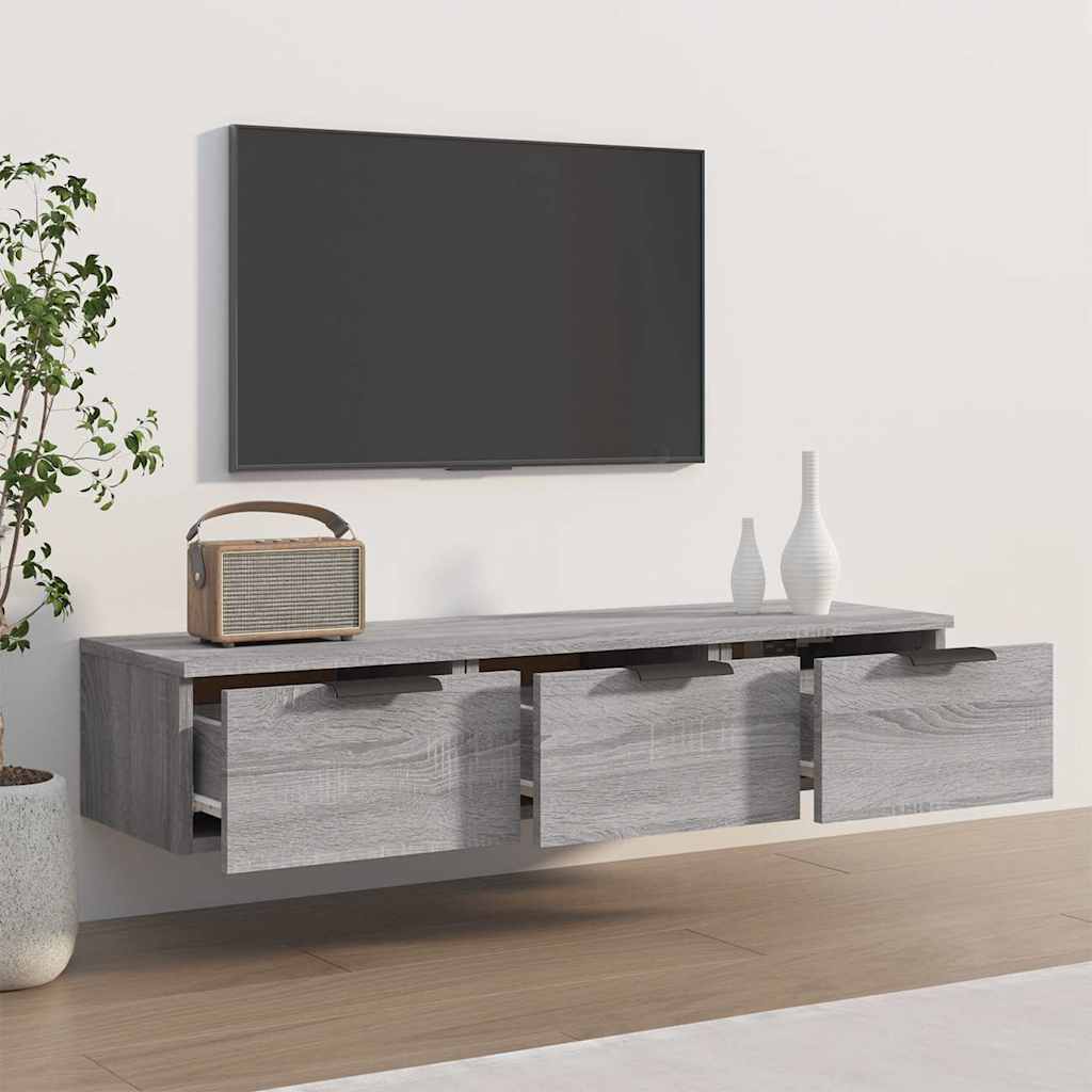 Vidaxl wandkast 102x30x20 cm bewerkt hout grijs sonoma eikenkleurig