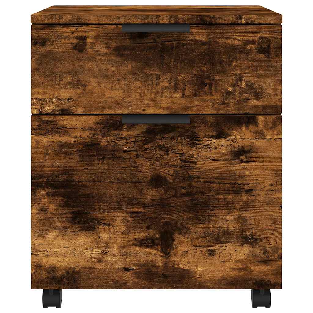 Vidaxl dossierkast verrijdbaar 45x38x54 cm bewerkt hout gerookt eiken