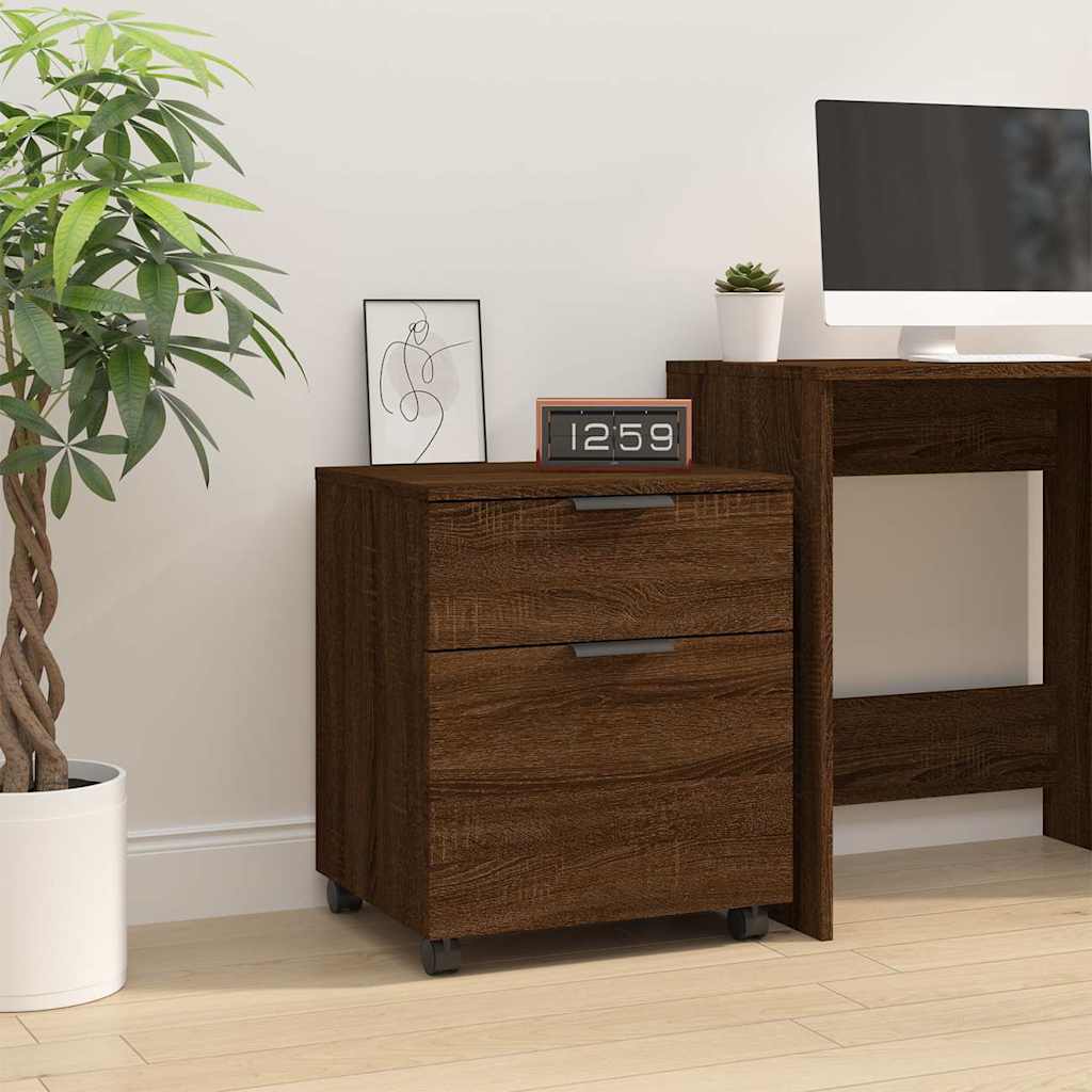 Vidaxl dossierkast verrijdbaar 45x38x54 cm bewerkt hout bruineiken