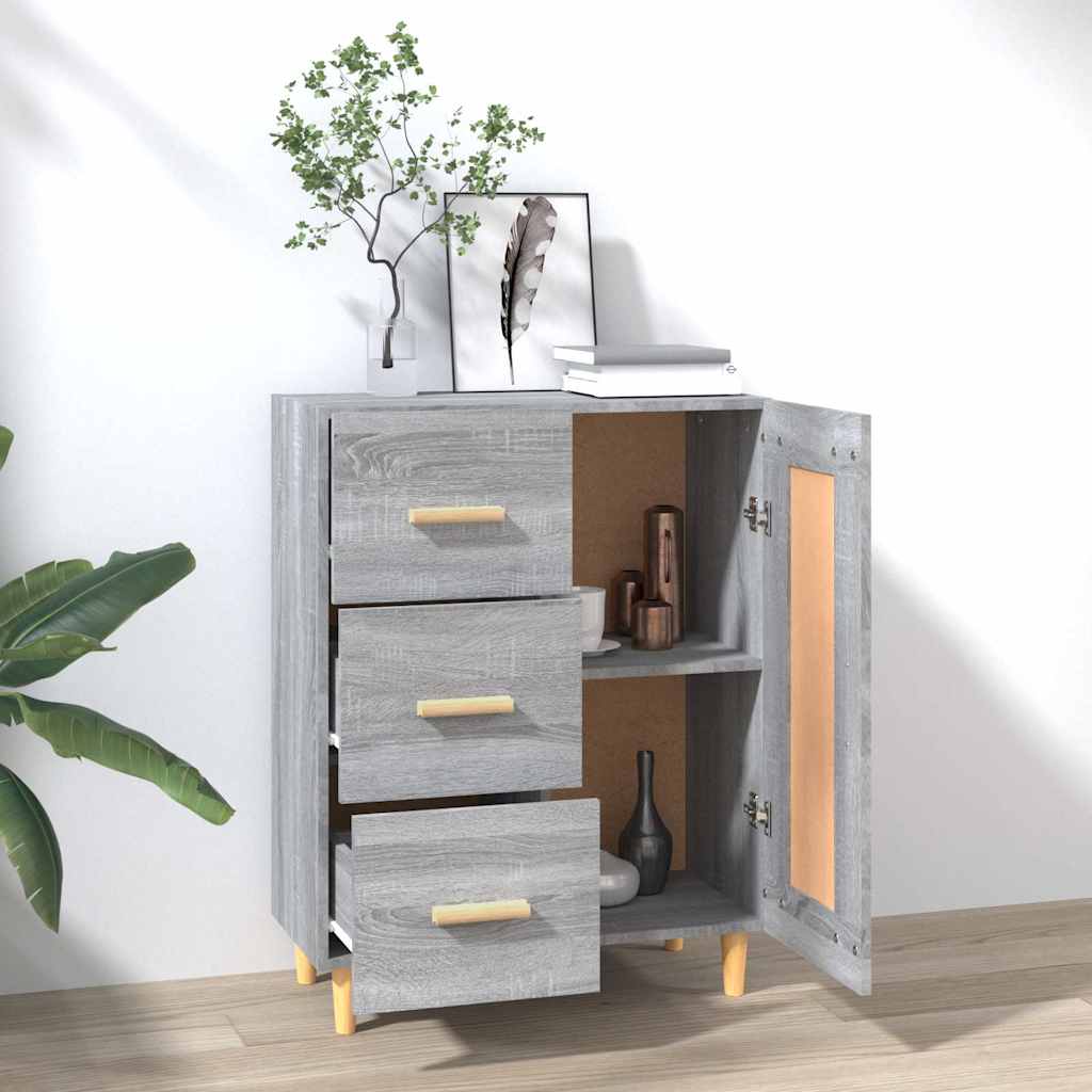 Vidaxl dressoir 69,5x34x90 cm bewerkt hout grijs sonoma eikenkleurig
