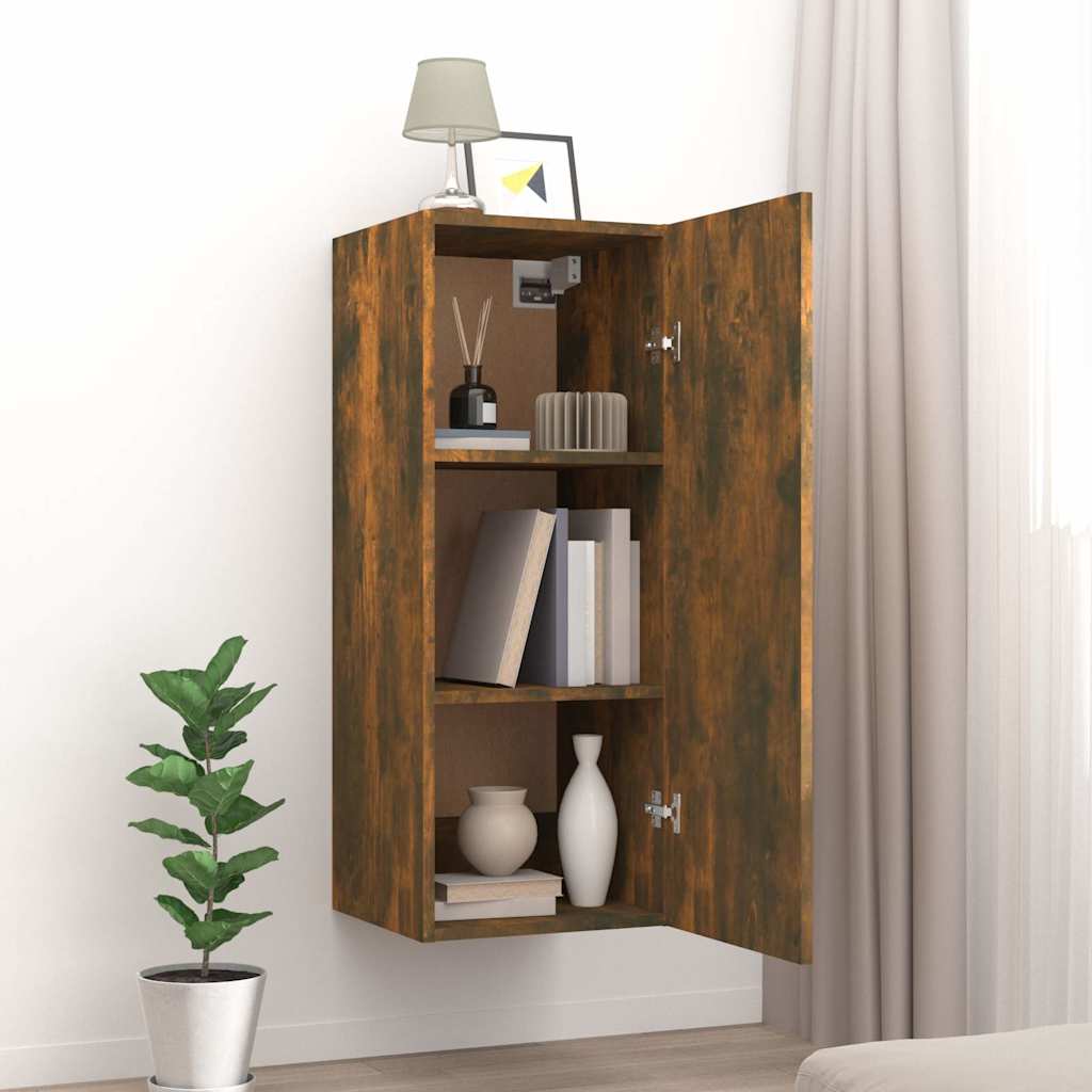 Vidaxl wandkast 34,5x34x90 cm bewerkt hout gerookt eikenkleurig