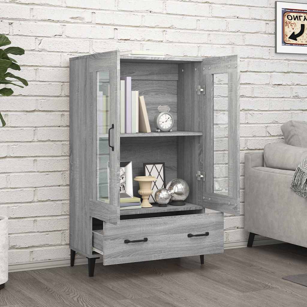 Vidaxl hoge kast 70x31x115 cm bewerkt hout grijs sonoma eikenkleurig