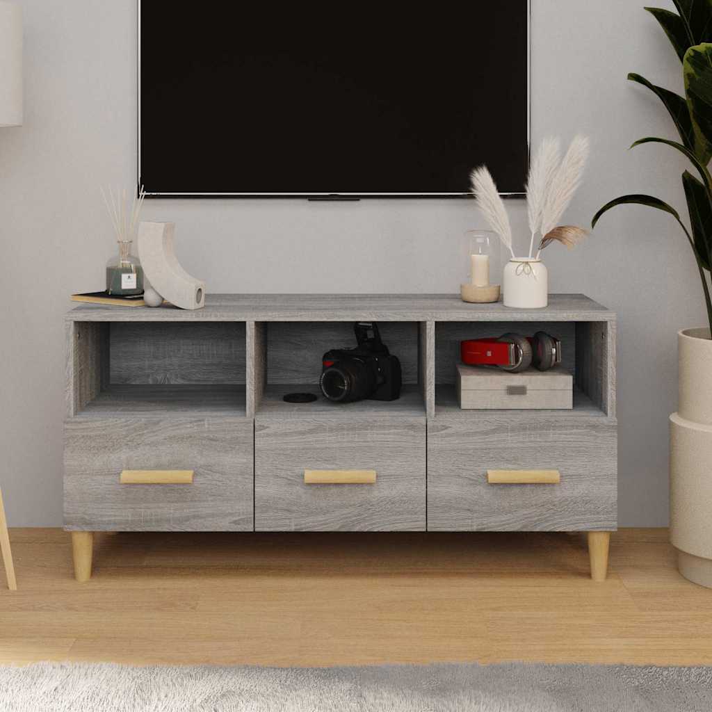 Vidaxl tv-meubel 102x36x50 cm bewerkt hout grijs sonoma eikenkleurig