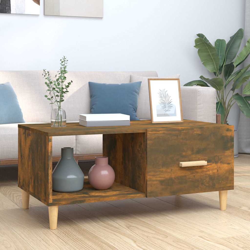 Vidaxl salontafel 89,5x50x40 cm bewerkt hout gerookt eikenkleurig