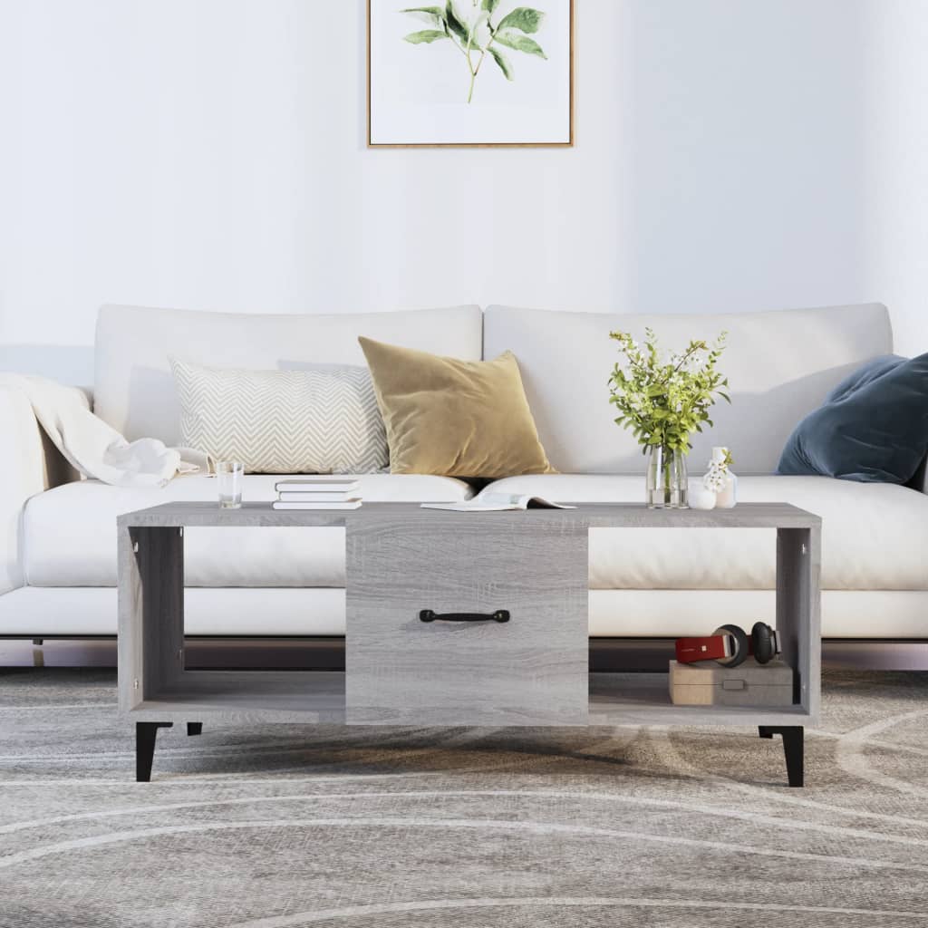 Vidaxl salontafel 102x50x40 cm bewerkt hout grijs sonoma eikenkleurig