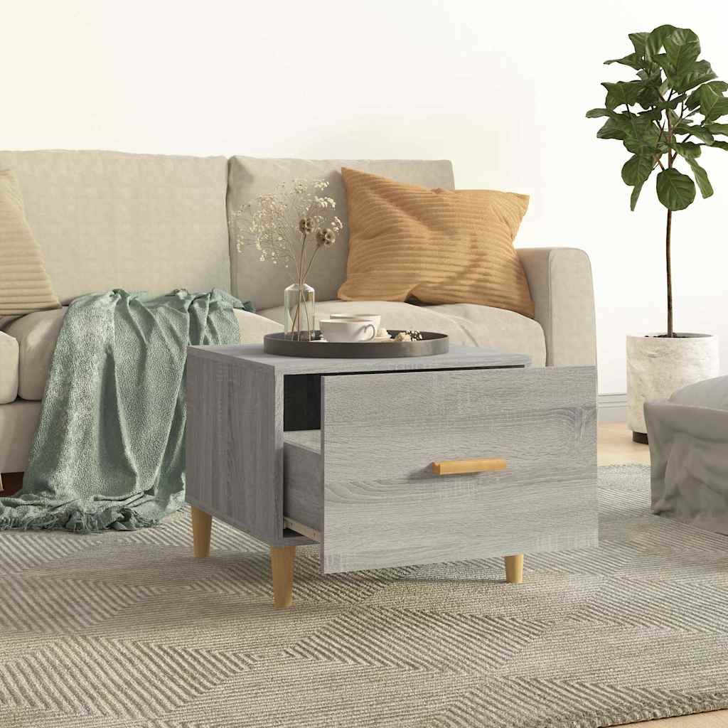 Vidaxl salontafel 50x50x40 cm bewerkt hout grijs sonoma eikenkleurig