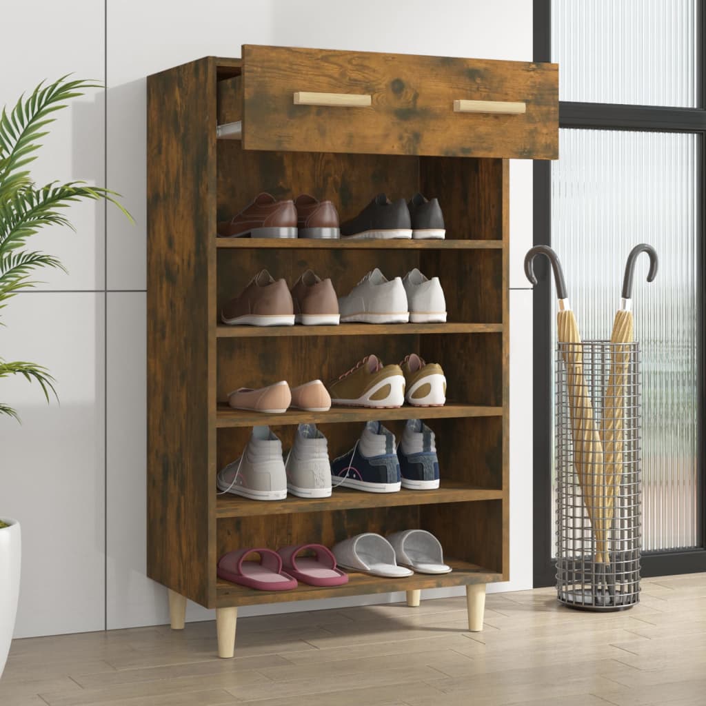 Vidaxl Shoe Cabinet 60x35x105 cm Property Wood Smoked Oak Farvet