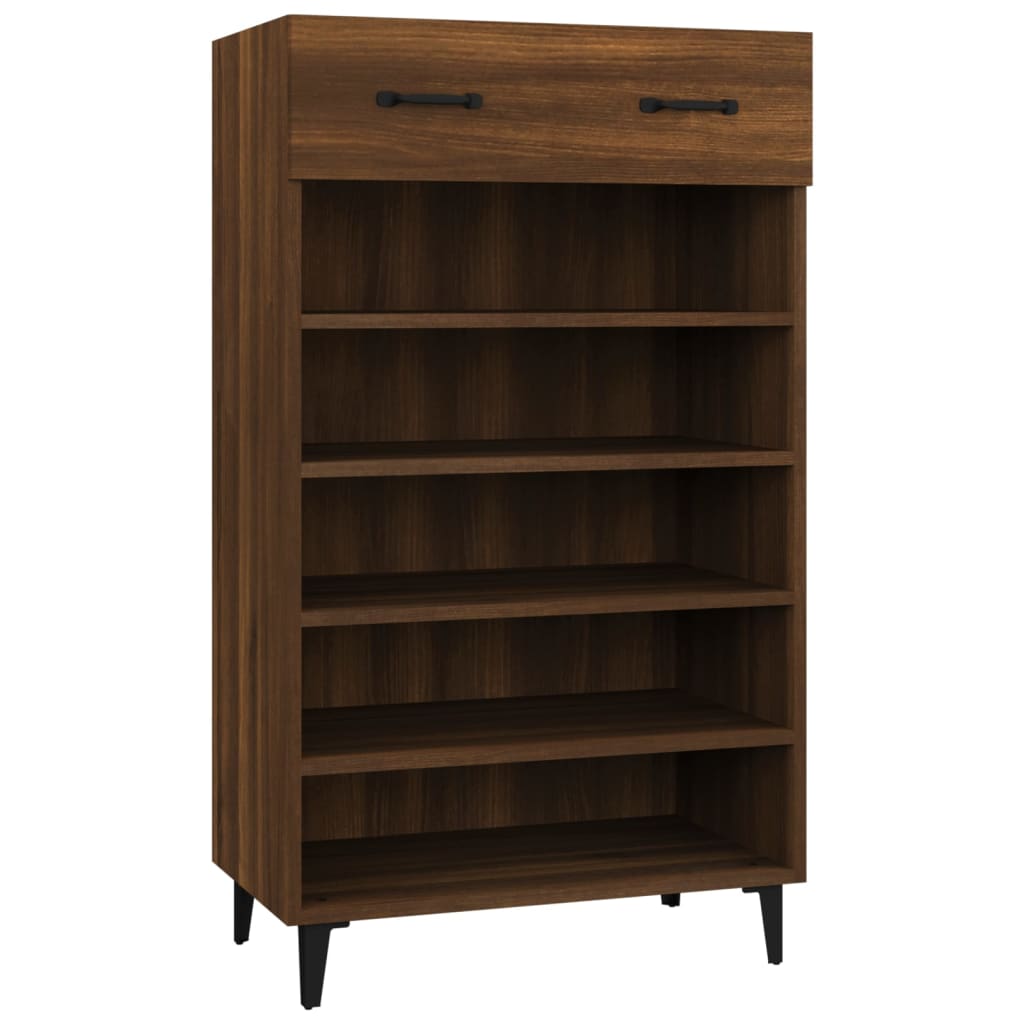 Vidaxl Shoe Cabinet 60x35x105 cm skåret træbrun eg farve