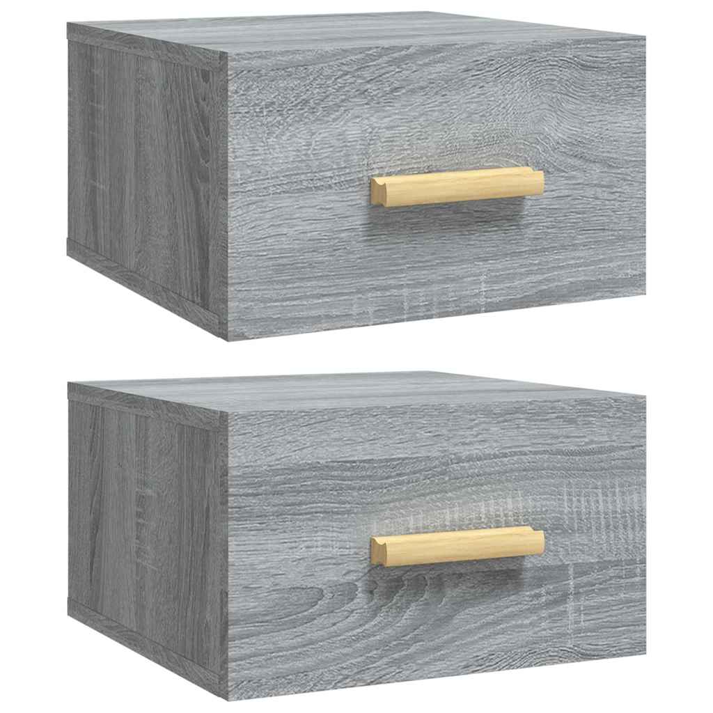 Vidaxl nachtkastjes 2 st wandgemonteerd 35x35x20 cm grijs sonoma eiken
