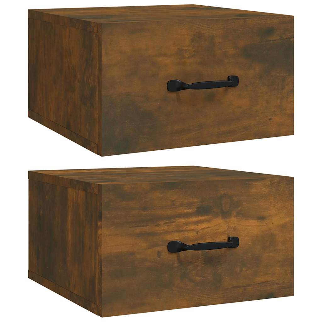 Vidaxl nachtkastjes 2 st wandgemonteerd 35x35x20 cm gerookt eikenkleur
