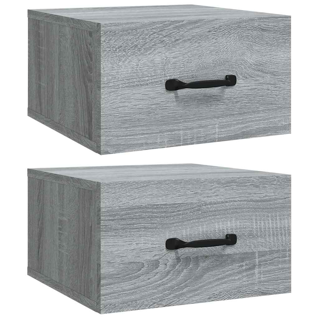 Vidaxl nachtkastjes 2 st wandgemonteerd 35x35x20 cm grijs sonoma eiken