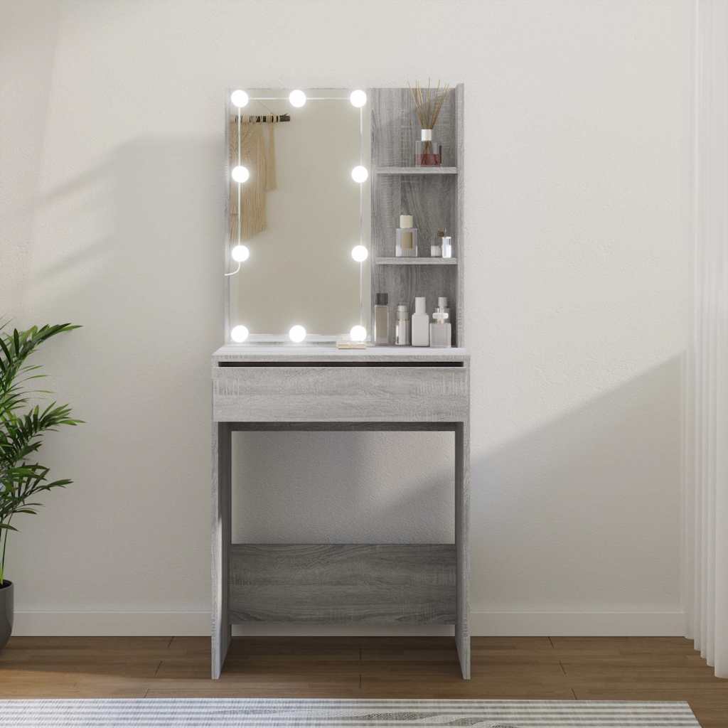 Vidaxl kaptafel met led-verlichting 60x40x140 cm grijs sonoma eiken