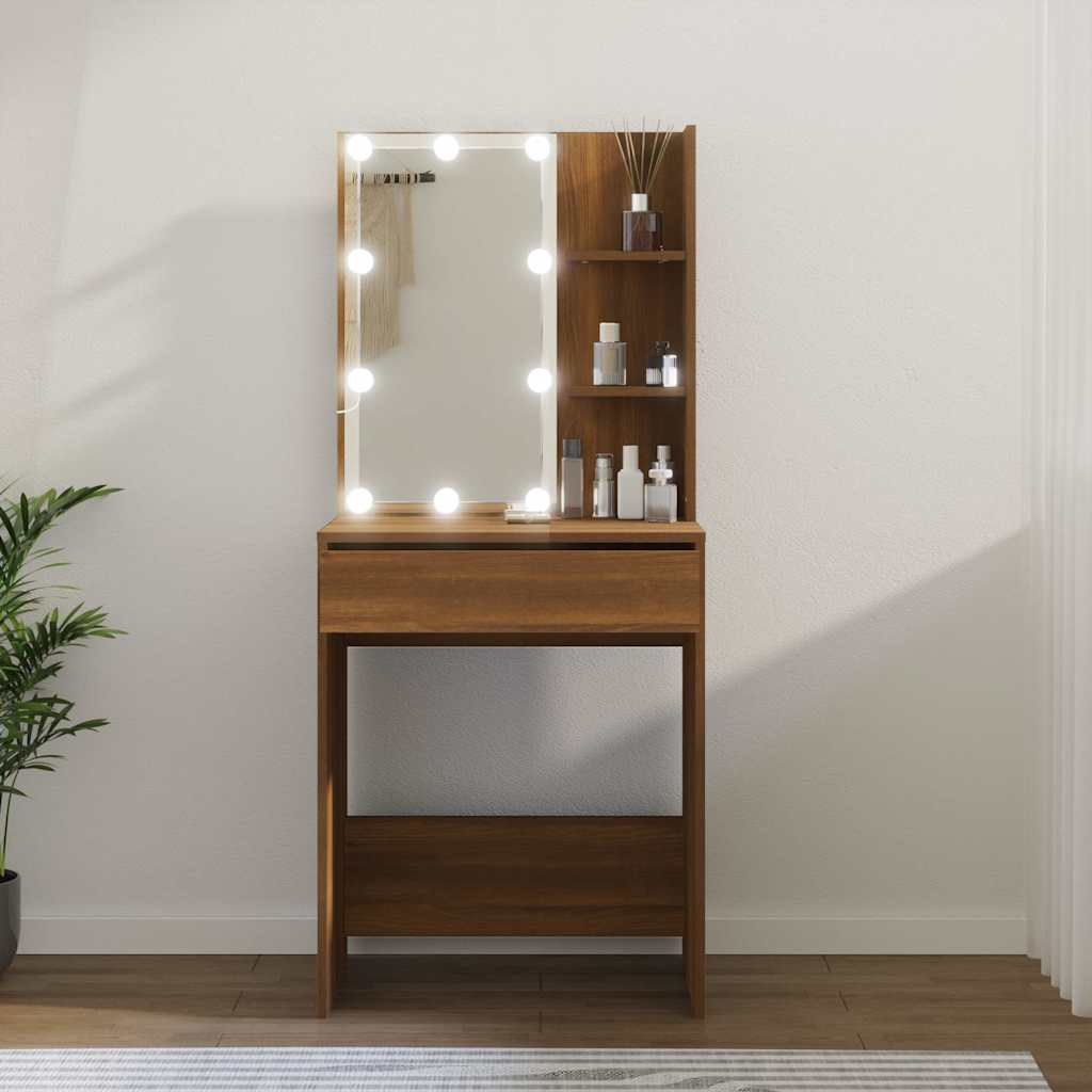Vidaxl kaptafel met led-verlichting 60x40x140 cm bruin eikenkleur