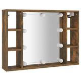 Vidaxl spiegelkast met led-verlichting 76x15x55 cm gerookt eikenkleur