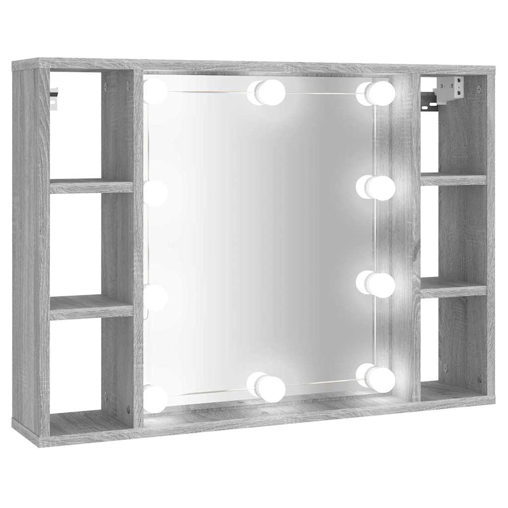 Vidaxl spiegelkast met led-verlichting 76x15x55 cm grijs sonoma eiken