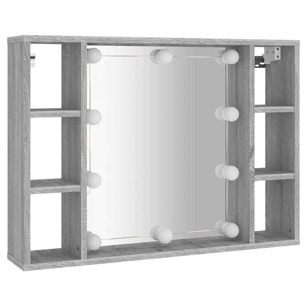 Vidaxl spiegelkast met led-verlichting 76x15x55 cm grijs sonoma eiken