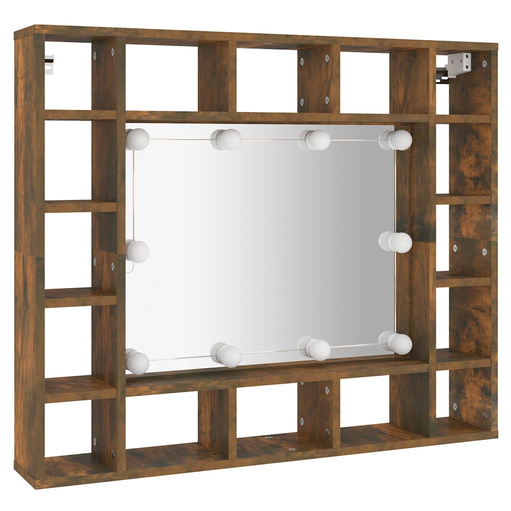 Vidaxl spiegelkast met led-verlichting 91x15x76,5 cm gerookt eiken