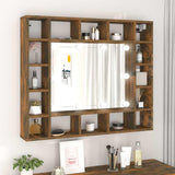 Vidaxl spiegelkast met led-verlichting 91x15x76,5 cm gerookt eiken