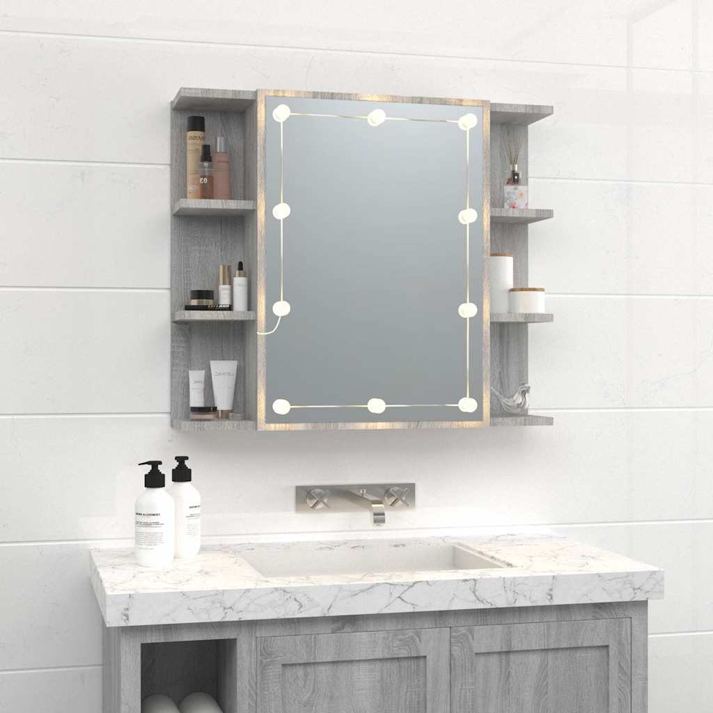 Vidaxl spiegelkast met led-verlichting 70x16,5x60 cm grijs sonoma