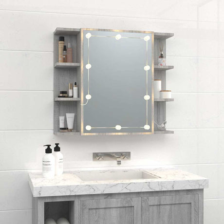 Vidaxl spiegelkast met led-verlichting 70x16,5x60 cm grijs sonoma