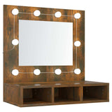 Vidaxl spiegelkast met led-verlichting 60x31,5x62 cm gerookt eiken