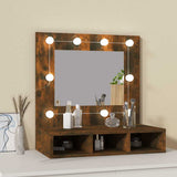 Vidaxl spiegelkast met led-verlichting 60x31,5x62 cm gerookt eiken