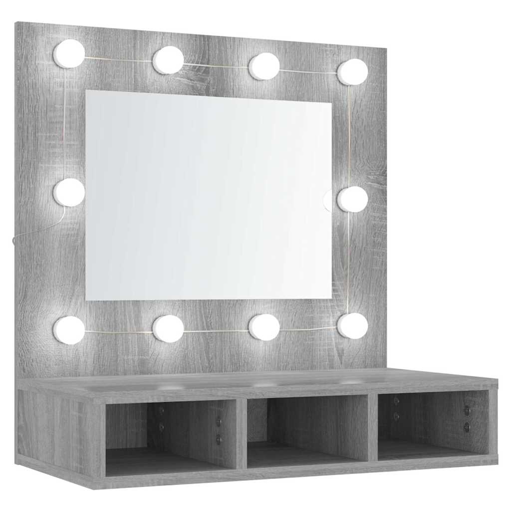 Vidaxl spiegelkast met led-verlichting 60x31,5x62 cm grijs sonoma