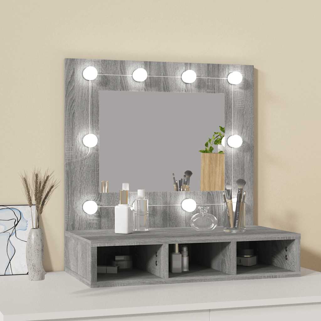 Vidaxl spiegelkast met led-verlichting 60x31,5x62 cm grijs sonoma