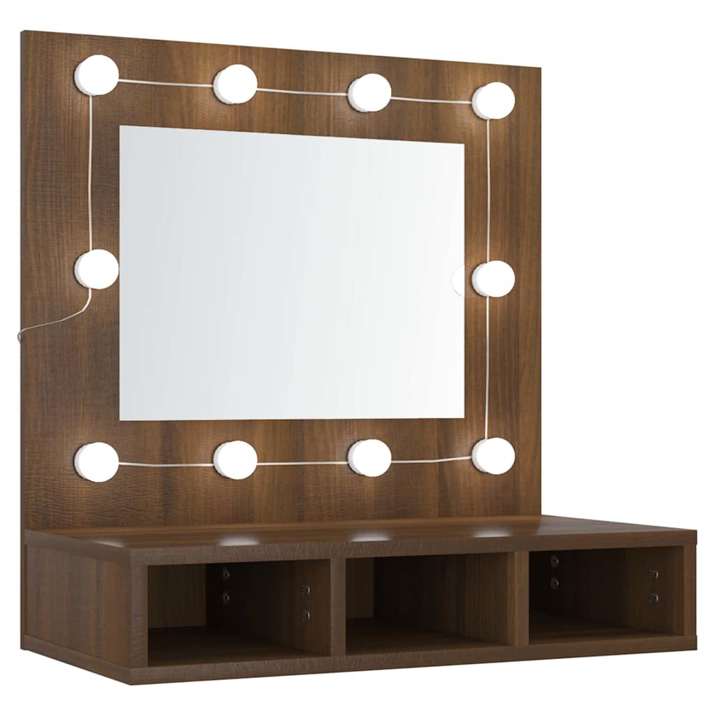 Vidaxl spiegelkast met led-verlichting 60x31,5x62 cm bruin eikenkleur