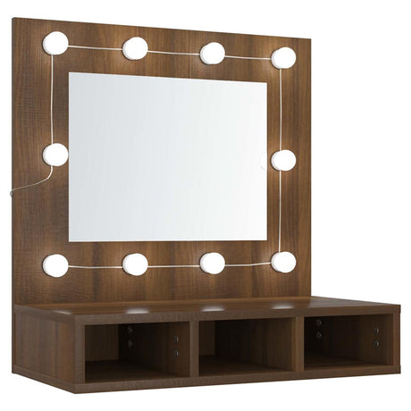 Vidaxl spiegelkast met led-verlichting 60x31,5x62 cm bruin eikenkleur