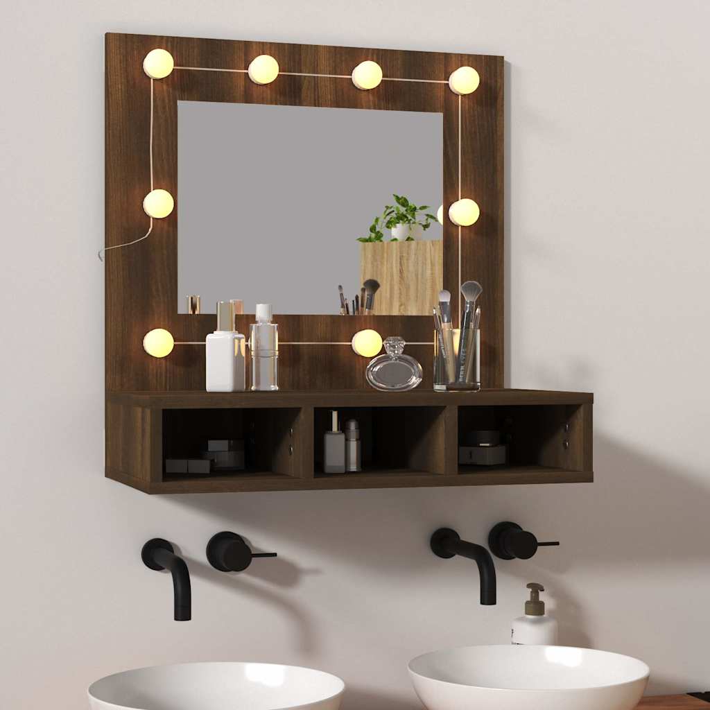 Vidaxl spiegelkast met led-verlichting 60x31,5x62 cm bruin eikenkleur