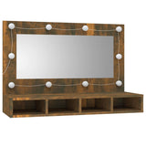 Vidaxl spiegelkast met led-verlichting 90x31,5x62 cm gerookt eiken