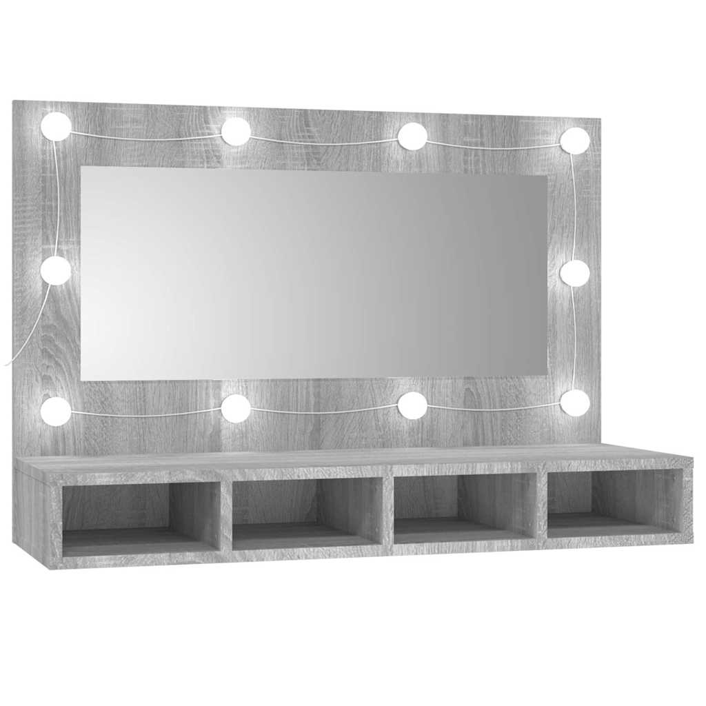 Vidaxl spiegelkast met led-verlichting 90x31,5x62 cm grijs sonoma