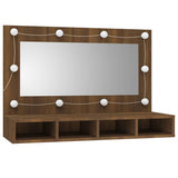 Vidaxl spiegelkast met led-verlichting 90x31,5x62 cm bruin eikenkleur