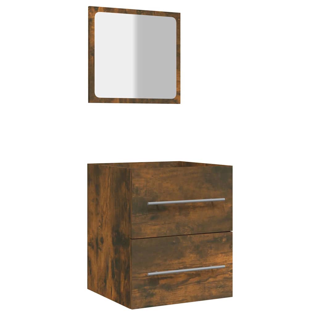 Vidaxl badkamerkast met spiegel 41x38,5x48 cm gerookt eikenkleurig