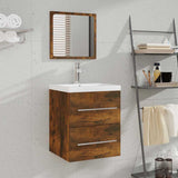 Vidaxl badkamerkast met spiegel 41x38,5x48 cm gerookt eikenkleurig
