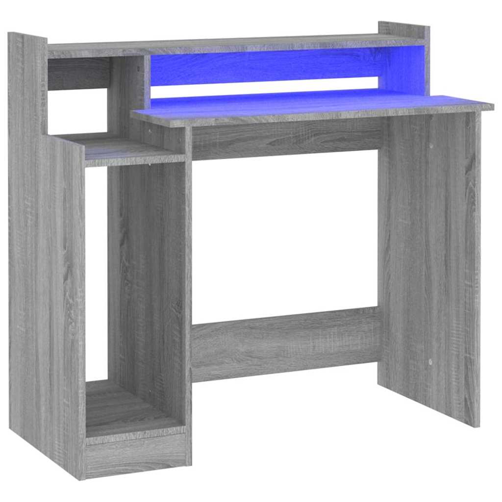 Vidaxl bureau met led-verlichting 97x45x90 cm hout grijs sonoma eiken
