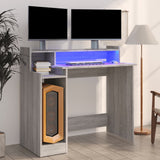 Vidaxl bureau met led-verlichting 97x45x90 cm hout grijs sonoma eiken