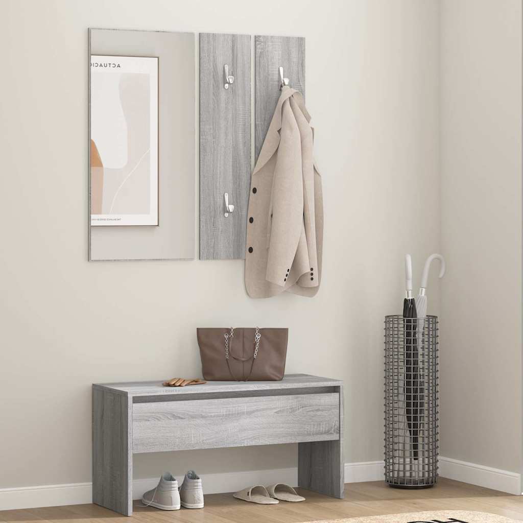 Vidaxl garderobe set bewerkt hout grijs sonoma eikenkleurig