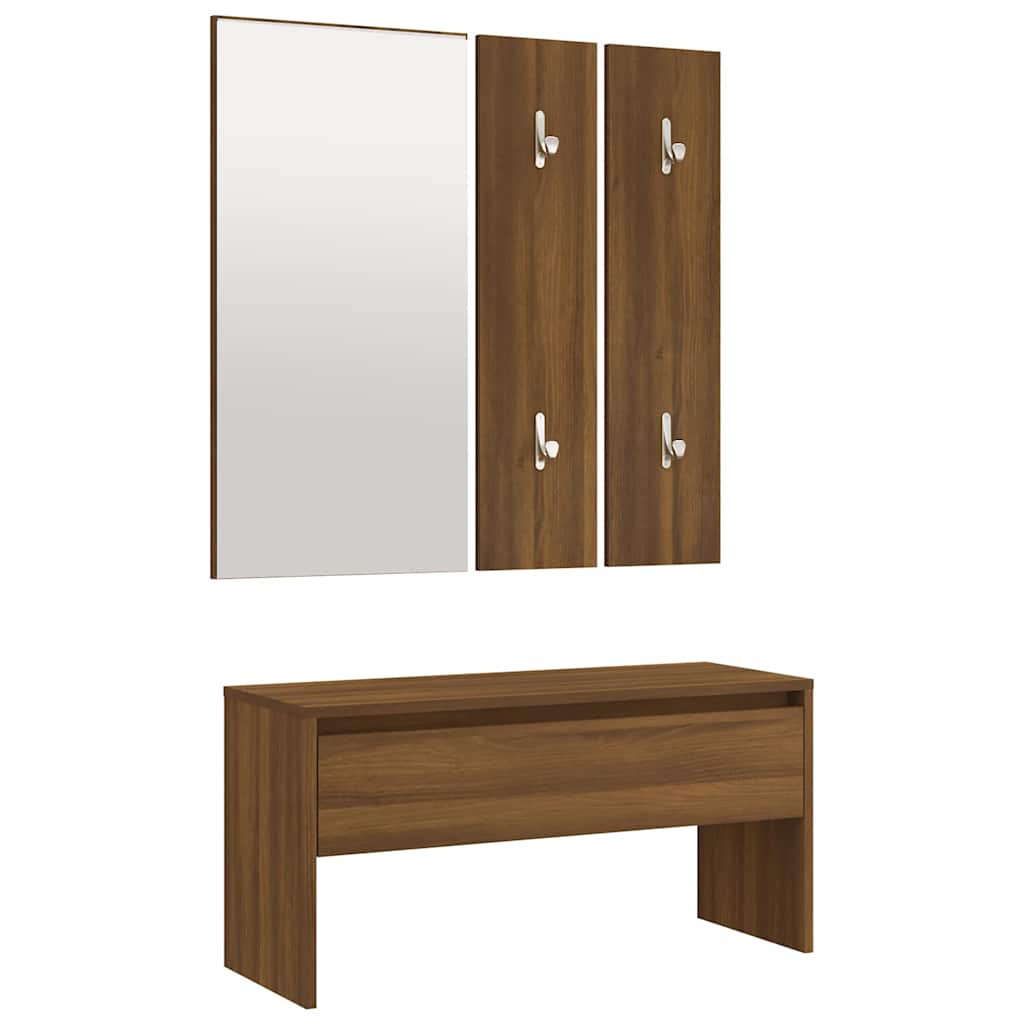 Vidaxl garderobe set bewerkt hout bruin eikenkleur