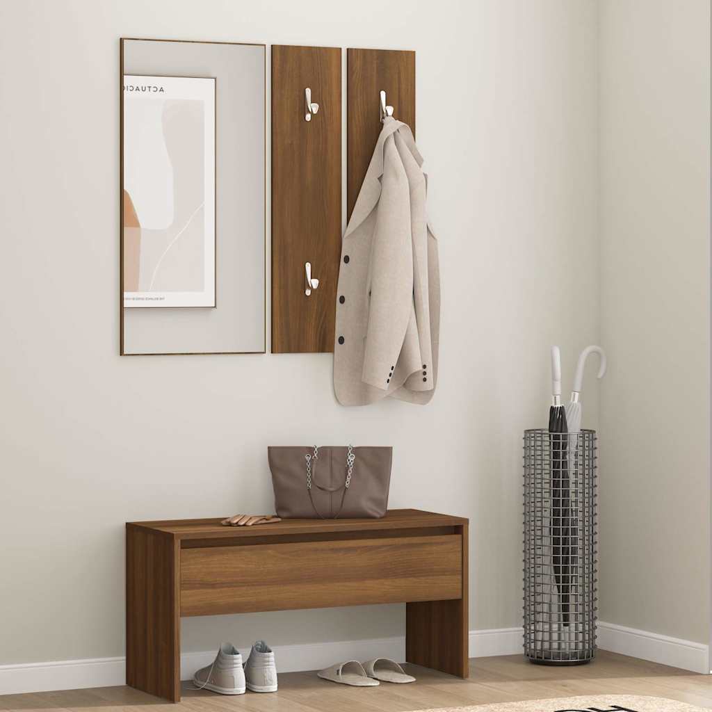 Vidaxl garderobe set bewerkt hout bruin eikenkleur