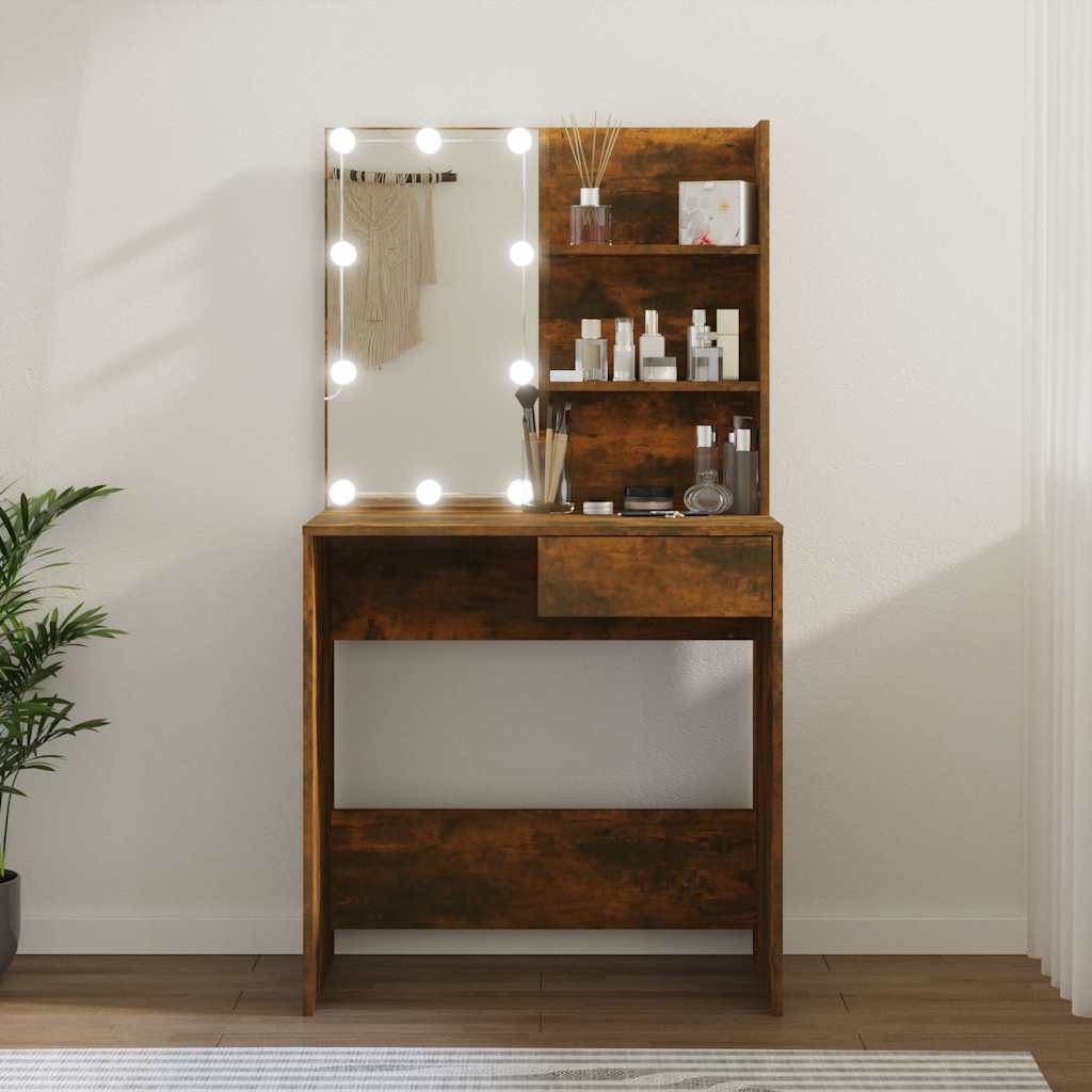 Vidaxl kaptafel met led-verlichting 74,5x40x141 cm bruin eikenkleur