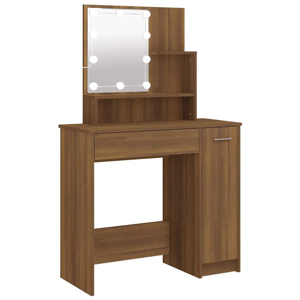 Vidaxl kaptafel met led-verlichting 86,5x35x136 cm bruin eikenkleur