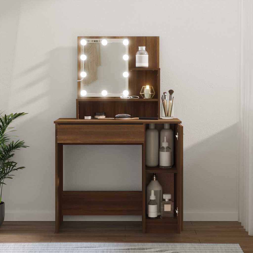 Vidaxl kaptafel met led-verlichting 86,5x35x136 cm bruin eikenkleur